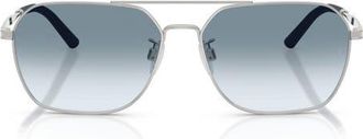 Oliver Peoples 58mm Roger Federer R-17 Irregular Sunglasses in Brushed Silver /Sky at Nordstrom