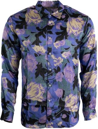 ERL Floral Corduroy Shirt - Heren - Casual Overhemden - Paars - M - Katoen - Overhemden