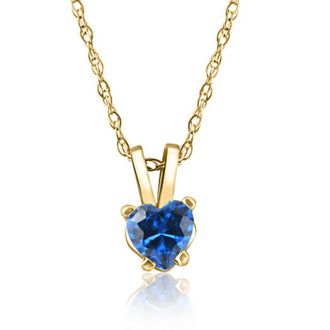 Pompeii3 Womens 1/2ct Blue Heart Shape Sapphire Pendent Yellow Gold 18 Chain Necklace