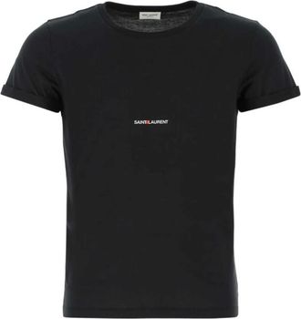 Saint Laurent Tops, Heren, Zwart, XL, Ronde hals T-shirt in zwart