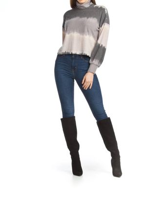Papillon Tie Dye Stripe Turtleneck Sweater In Grey