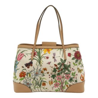 Gucci Beige Fabric Shoulder Bag Tote Bag (Pre-Owned)
