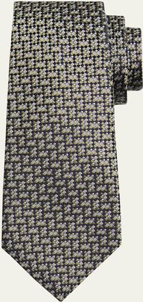 Kiton Mens Abstract Woven Silk 7-Fold Tie