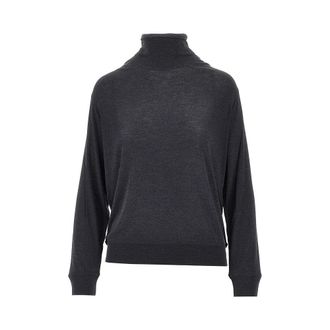 Khaite Wool and silk jersey mock-neck top Woman S