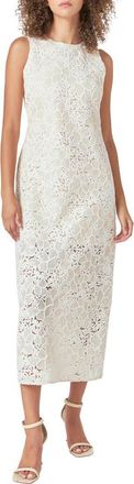 endless rose Sequin Floral Sleeveless Dress in Ivory at Nordstrom, Size Large