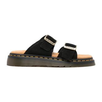 Dr. Martens Zwarte Platte Sandalen met Gespdetail - Dames - Sandalen - Zwart - 36 EU - Schoenen