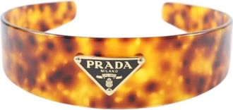 Prada Pre-owned Triangle Logo Haarband - Dames - Vintage Accessoires - Bruin - ONE Size - Vintage