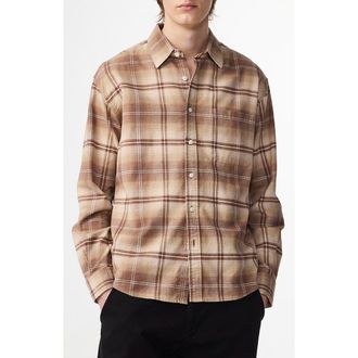 Nn.07 Deon 5465 Organic Cotton Button-Up Shirt in Camel Check at Nordstrom Rack, Size Xx-Large