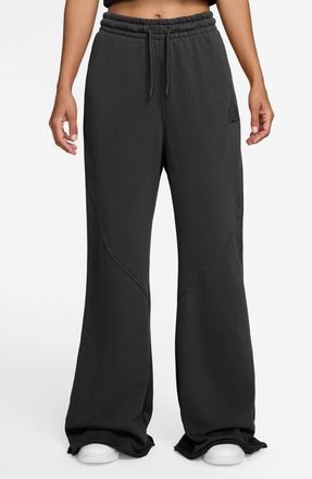Nike Jordan Sportswear Wide Leg Cotton Sweatpants in Black/Dark Smoke Grey at Nordstrom, Size X-Small