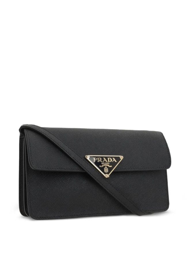 Prada Mini-Tasche aus Saffiano-Leder mit Logo Schwarz ab