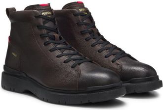 HUGO BOSS Grained leather boots with embossed logo