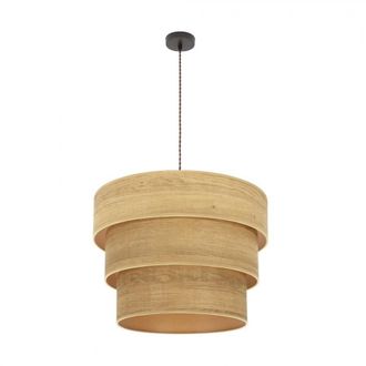 Fabrilamp Fabrilamp - Lampada A Sospensione Tripla Smile 3xe27 Marrone/legno Chiaro Regx50x50 Cm