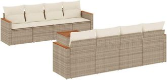 vidaXL Set De Sof&aacute;s De Jard&iacute;n 9 Pzas Con Cojines Rat&aacute;n Sint&eacute;tico Beige Vidaxl