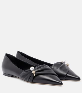 Jimmy Choo London Rafi embellished leather ballet flats