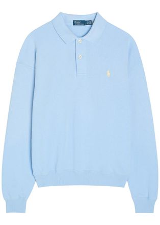 Polo Ralph Lauren Logo-embroidered Cotton-blend Polo Sweatshirt - Light Blue - S (UK8-10 / S)