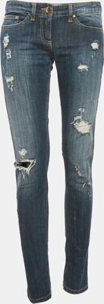 Elisabetta Franchi Nay Blue Distressed Denim Jeans