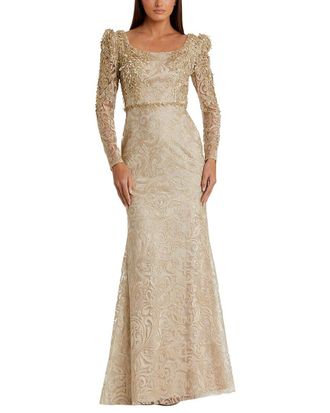 Mac Duggal Embroidered Applique Shoulder Detail Trumpet Gown