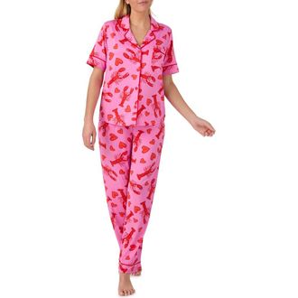 Room Service PJs Piped Print Pajamas in Pink at Nordstrom, Size X-Large
