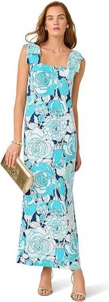Lilly Pulitzer Bernice Maxi Dress Womens Dress Capri Blue Rosanna : 12, Polyester