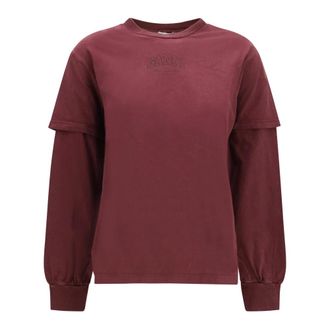 Ganni Camiseta de manga larga Future Heavy Jersey - Tops - Mujer - Rojo - XS