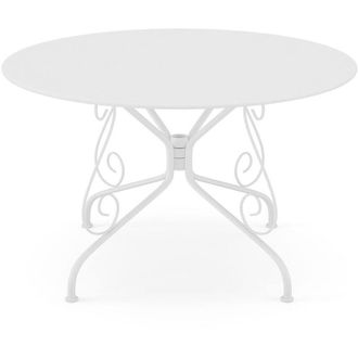 Vente-Unique Tavolo da giardino D.120 cm in metallo effetto ferro battuto - Bianco - GUERMANTES di MYLIA