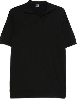 Fedeli Polo met open hals - Heren - Polos - Zwart - 3XL - Katoen - Tops