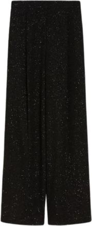 Max Mara Navigli Wijde Broek - Dames - Wijde Broeken - Zwart - XS - Wol - Broeken
