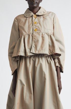 Comme Des Gar&ccedil;ons Twill Peplum Jacket in Beige X C Pattern at Nordstrom, Size Small