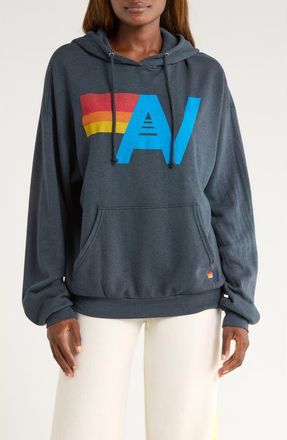 Aviator Nation Logo Hoodie in Charcoal at Nordstrom, Size X-Small