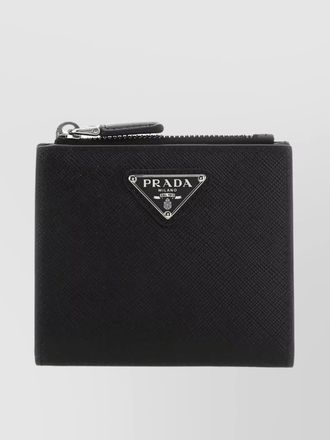 Prada chain clip textured leather wallet