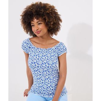 Joe Browns Off The Shoulder Tee in Sapphire Ditsy Floral at Nordstrom, Size Medium