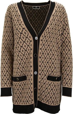 Elisabetta Franchi Truien & Vesten, Dames, Bruin, M, Polyester, Cardigan met knopen