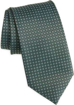 Brioni Micromedallion Silk Tie in Anthracite/White at Nordstrom