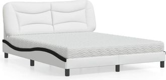 vidaXL Cama Con Colch&oacute;n Hvar Cuero Sint&eacute;tico Blanco Y Negro 160x200 Cm Vidaxl