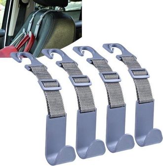 OEM Ganchos Ajustables Para Reposacabezas De Coche, Paquete De 4, Organizador Para Respaldo De Coche, Colgador Para Bolsos, Ajuste Universal, Gris