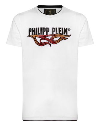 Philipp Plein T-shirt Gold Cut Round Neck Flame