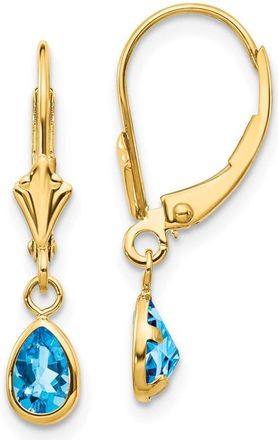 Diamond2Deal 14k Yellow Gold 6x4mm December & Blue Topaz Earrings