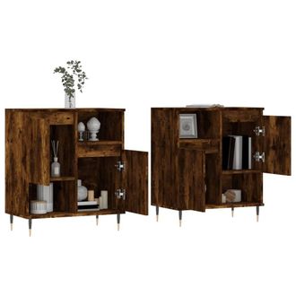 Berkfield Home Sideboards 2 pcs Smoked Oak Engineered Wood in Brown