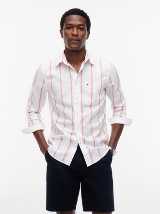 Tommy Hilfiger Mens Regular Fit Striped Shirt - Pink - XXL