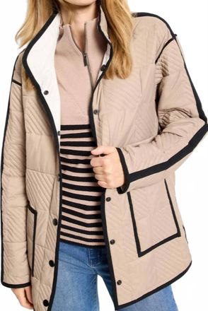 Nic+Zoe Quilted Check Reversible Barn Coat Jacket In Walnut