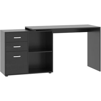 HOMCOM Homcom - Scrivania ad Angolo con Cassettiera, per Ufficio e Casa, Forma a l, Nero