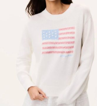 LoveShackFancy Ty Sparkle Americana Pullover Sweatshirt In Pop Rocket