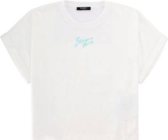 Balmain White Logo Crew Neck T-Shirt