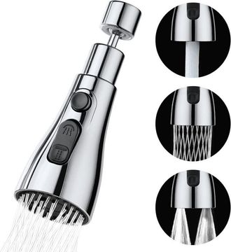 OEM Spruzzatore Per Lavello A 360&deg;, Beccuccio Per Rubinetto Da Cucina A 3 Stadi Con Aeratore, Testa Girevole Per Rubinetti Da Cucina, Adattatore Girevole 