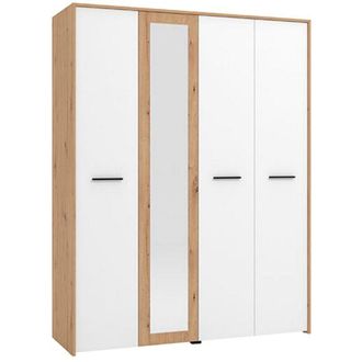 Dmora Guardaroba Grande Monvalle, Armadio Camera da Letto Appendiabiti, 5 Ripiani, 4 Ante, 157.5x203.5h cm Bianco Opaco