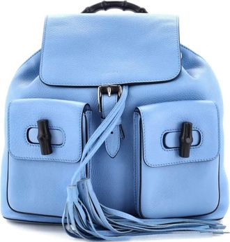 Gucci Bamboo Tassel Leather Medium backpack - Blauw
