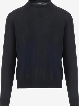 Herno Mens Knit Sweater Dark Navy Blue Main Fabric: Virgin Wool