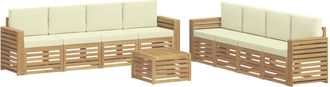 vidaXL Conjunto De Sof&aacute;s De Exterior 9 Uds. Blanco Y Crema Poli&eacute;ster Vidaxl