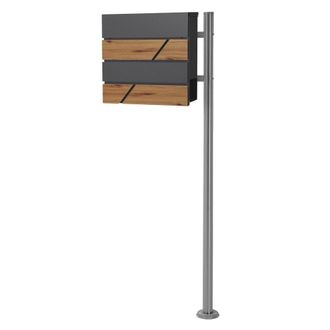 ML Design Buz&oacute;n de pie con compartimento para peri&oacute;dicos antracita