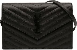 Saint Laurent Pre-owned Saint Laurent Grain De Poudre Cassandre Monochrome Envelope Chain Wallet Ladies 2BJ5SHQ9JVU99SAS